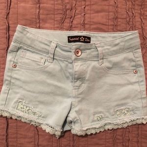 Girls/Youth Mint Destroyed Eyelet Cutoff Shorts